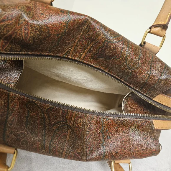 Etro Brown and Tan Paisley Satchel